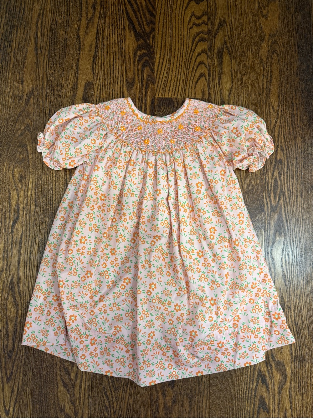 Elizabeth and James Pink and Orange Floral Smocked Dress